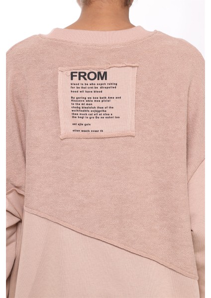 Fancy Kadın Bisiklet Yaka Garnili Sırt Detaylı Oversize Tarz Sweatshirt