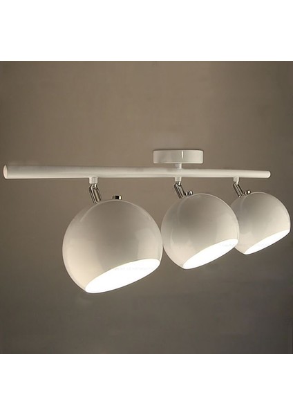 Retro Beyaz 180 Derece Hareketli Modern Spor 3 Lü LED Spot Avize Günışığı Ampullü