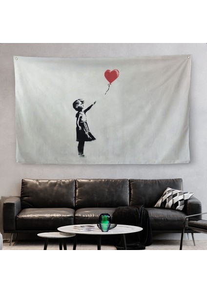 Banksy Kırmızı Balonu Uçup Giden Kız Kanvas Duvar ÖRTÜSÜ-HALISI-5059