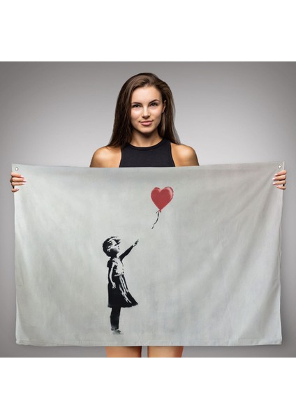 Banksy Kırmızı Balonu Uçup Giden Kız Kanvas Duvar ÖRTÜSÜ-HALISI-5059
