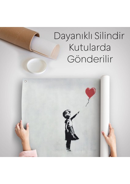 Banksy Kırmızı Balonu Uçup Giden Kız Kanvas Duvar ÖRTÜSÜ-HALISI-5059