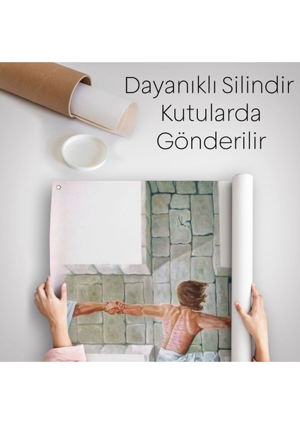 Kurtarıcı Isa ile Cennet Duvar Örtüsü Halısı Bizde Daha Büyük Bir Aşk Yoktur Duvar Halısı 5224