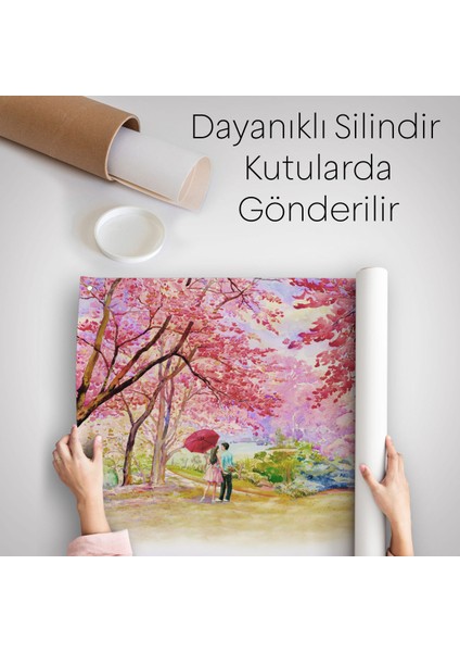 Sakura Ağacının Altındaki Sevgililer Kanvas Duvar ÖRTÜSÜ-HALISI-5082