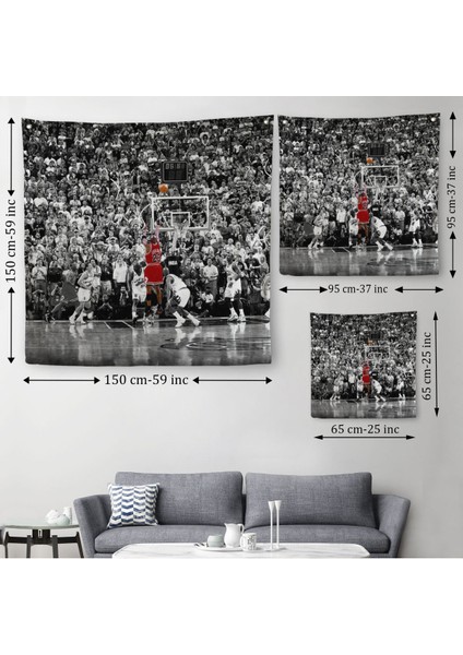 Michael Jordan Üçlük Şutu Kanvas Duvar ÖRTÜSÜ-HALISI-5171