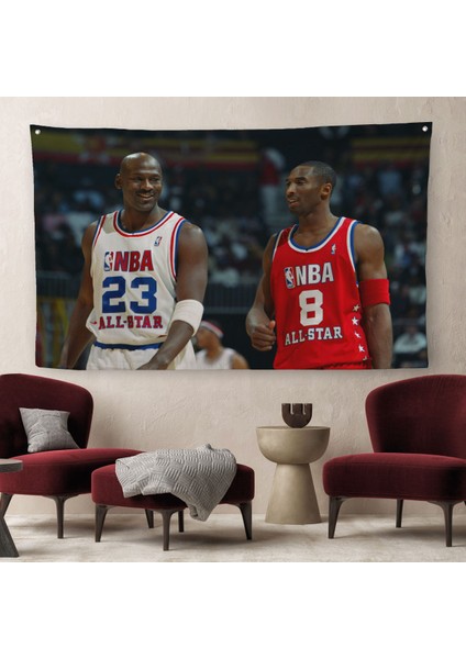 Michael Jordan ve Kobe Bryant Kanvas Duvar ÖRTÜSÜ-HALISI-5153