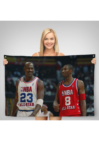 Michael Jordan ve Kobe Bryant Kanvas Duvar ÖRTÜSÜ-HALISI-5153