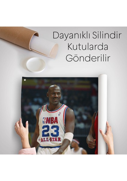 Michael Jordan ve Kobe Bryant Kanvas Duvar ÖRTÜSÜ-HALISI-5153