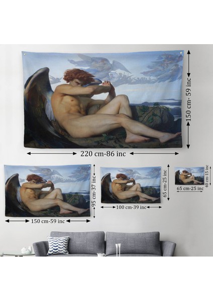 Alexandre Cabanel Fallen Angel's Eyes Kanvas Duvar Sanatı, Klasik Sanat Duvar ÖRTÜSÜ-HALISI-5385