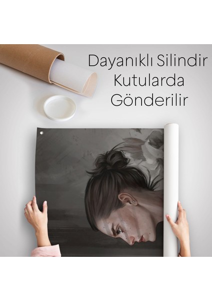 Güzel Kadın Pencereden Dışarı Bakıyor Duvar Örtüsü - HALISI-5257