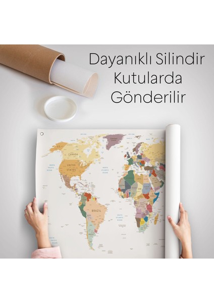 Dekoratif Kanvas Duvar Örtüsü-Halısı Dünya Haritası 1031