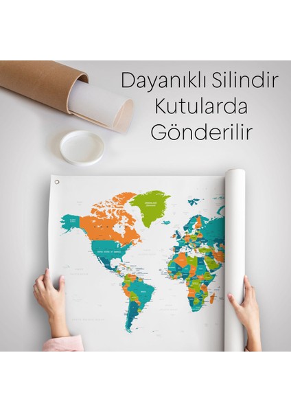 Dünya Haritası Dekoratif Kanvas Duvar Örtüsü-Halısı 1085