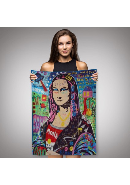 Banksy Renkli Mona Lisa Duvar Örtüsü - Halısı, Pop Art, Sokak Sanatı, Duvar Örtüsü - HALISI-5305
