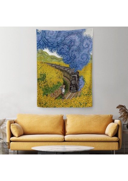 Vincent Van Gogh'un Renkli Tasviri Duvar Örtüsü - HALISI-6224
