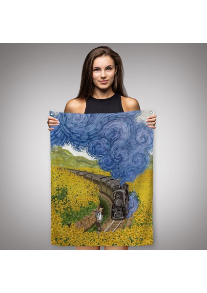 Vincent Van Gogh'un Renkli Tasviri Duvar Örtüsü - HALISI-6224