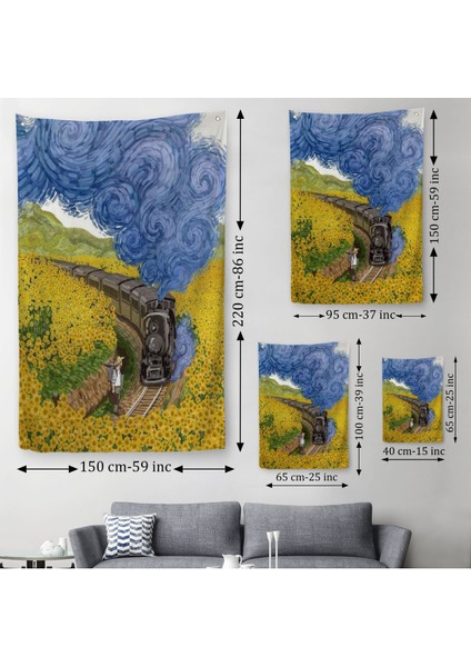 Vincent Van Gogh'un Renkli Tasviri Duvar Örtüsü - HALISI-6224