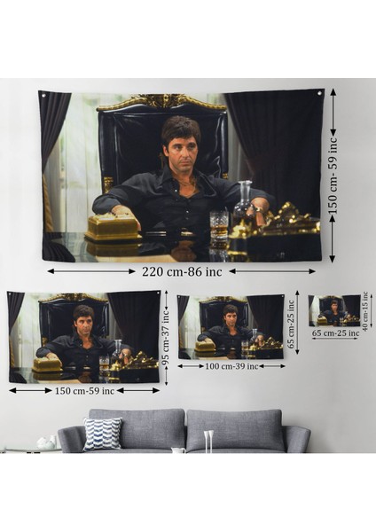 Scarface Alpacino Italyan Mafya Kanvas Duvar ÖRTÜSÜ-HALISI-5137