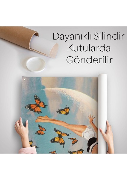 Papatya Tarkası Üzerındeki Mutlu Kadın Duvar Örtüsü - HALISI-6274