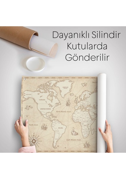 eskitme Dünya Haritası Vintage Dekoratif Kanvas Duvar Örtüsü-Halısı 1075