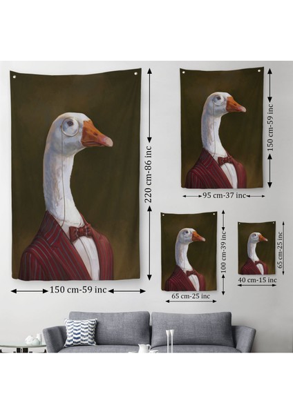 Gözlüklü Insan Vücutlu Kaz Pop Art Duvar Örtüsü - HALISI-5245