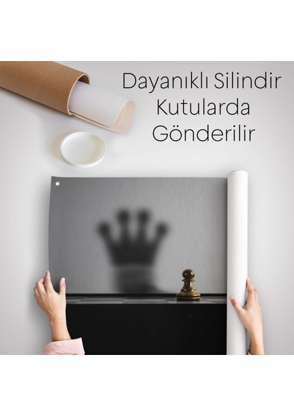 Satranç Gölgesi Taç Kanvas Duvar Sanatı, Yurt ve Ofis DEKORU-5390