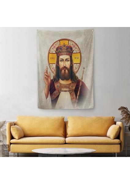 Hz Isa Duvar Örtüsü-Halısı, Kilise Hediyesi Long Live Christ The King Jesus Christ -6387
