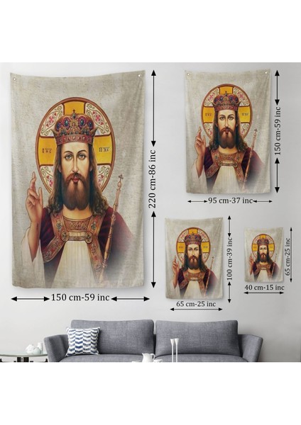 Hz Isa Duvar Örtüsü-Halısı, Kilise Hediyesi Long Live Christ The King Jesus Christ -6387