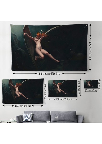 Yıldızlı Gökyüzü Altında Bir Peri Kanvas Duvar Örtüsü Halısı Klasik Sanat Duvar Örtüsü Halısı 5383 modelleri