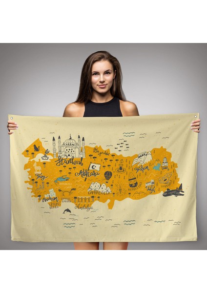 Eğitici ve Öğretici Dekoratif Çocuk Odası Türkiye Haritası Duvar Örtüsü-Halısı 3872