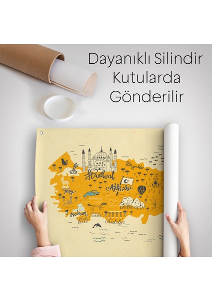Eğitici ve Öğretici Dekoratif Çocuk Odası Türkiye Haritası Duvar Örtüsü-Halısı 3872