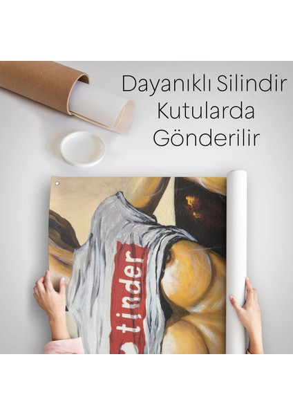 Kadın Yağlıboya Görünümlü Duvar Örtüsü - HALISI-5119