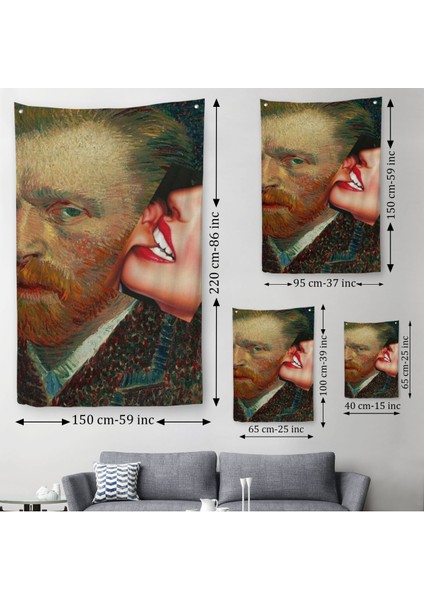 Vincent Van Gogh Kulağını Isıran Kadın Pop Art Duvar ÖRTÜSÜ-HALISI-6486