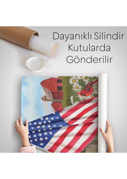 Güzel Bahçe Içierisindeki Amerka Bayrağı Duvar Örtüsü - HALISI-6278