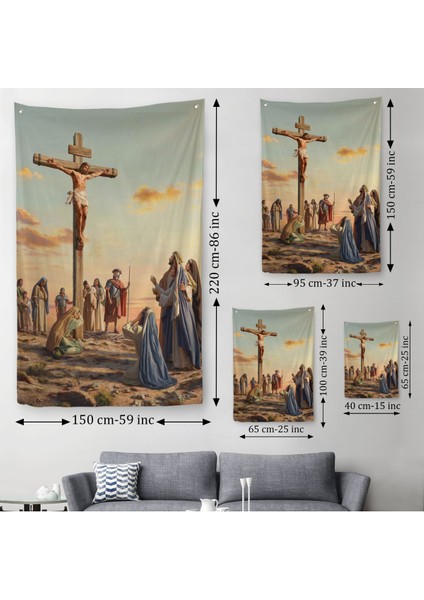 Çarmıha Gerilmiş Isa Mesih Duvar Örtüsü-Halısı, Jesus CHRIST-6347