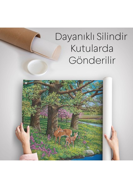 Akarsu Kenarındakı Ceylan ve Yavrusu Duvar ÖRTÜSÜ-HALISI-6535