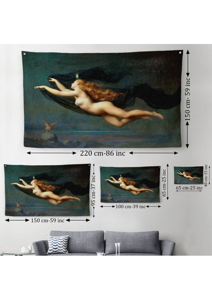 La Nuit By Auguste Raynaud Kanvas Duvar Sanatı Duvar Örtüsü-Halısı, Klasik SANAT-5406