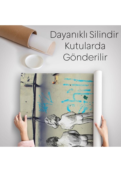 Bansky Çöp Kutusuna Işeyen Çocuklar Duvar Örtüsü - Halısı / Hayat KISA-5115