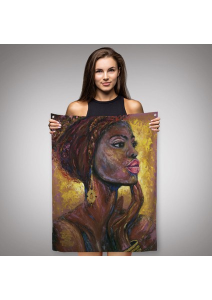 Afrikalı Kadın Portresi Pop Art Duvar Örtüsü - HALISI-6008 fiyatları