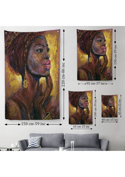 Afrikalı Kadın Portresi Pop Art Duvar Örtüsü - HALISI-6008 modelleri