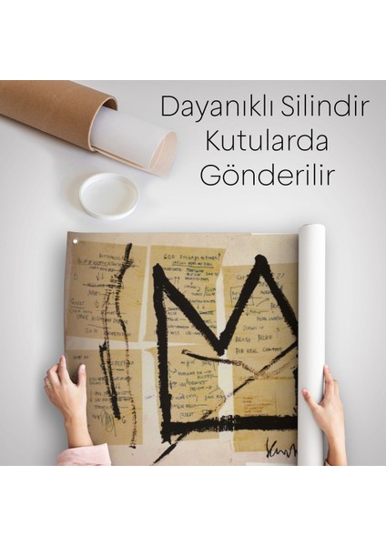 Jean Michel Basquiat Notlar ve Taç Eseri Kanvas Duvar ÖRTÜSÜ-HALISI-5001
