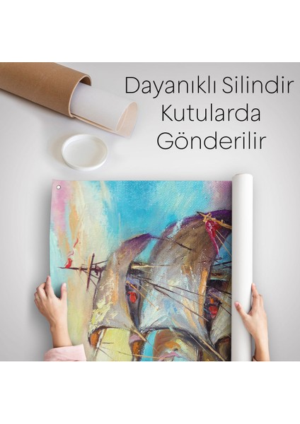 Yağlı Boya Görünümlü Yelkenli Duvar Örtüsü - HALISI-5999