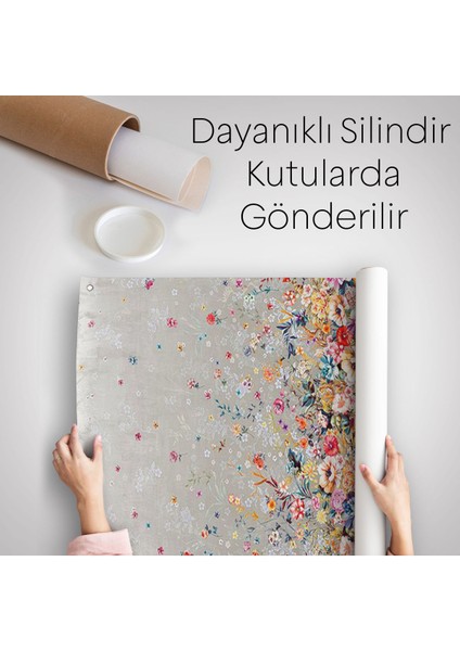 Renkli Çiçekler Duvar Örtüsü-Halısı - HALISI-6085