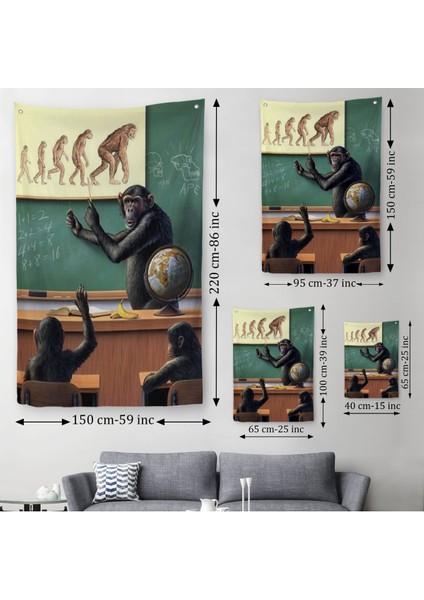 Insanın Tersine Evrimine Anlatan Manmun Duvar Örtüsü - HALISI-6265