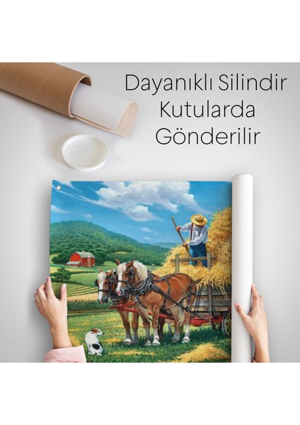 At Arabasına Saman Yükleyen Köylüler Duvar ÖRTÜSÜ-HALISI-6531