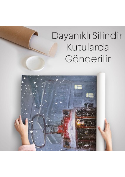 Karlar Arasındaki Kırmızı Tramvay Duvar Örtüsü - HALISI-6003