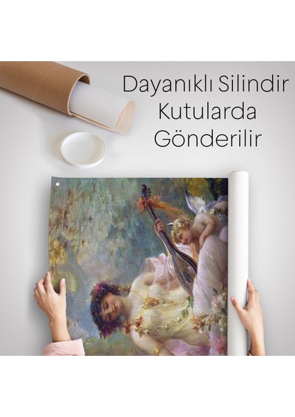 Bahçedeki Anne ve Melekleri Dekoratif Duvar Örtüsü - HALISI-6214
