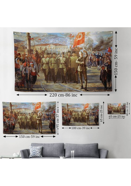 Izmir'in Kurtuluşu Duvar Örtüsü-Halısı - Atatürk'ün Izmire GIRIŞI-6627