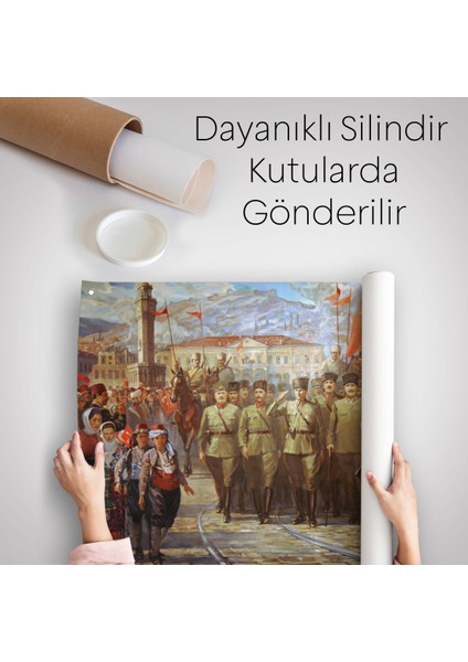 Izmir'in Kurtuluşu Duvar Örtüsü-Halısı - Atatürk'ün Izmire GIRIŞI-6627