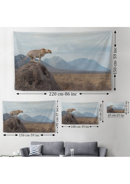 Leopar Dekoratif Kanvas Duvar Örtüsü-Halısı -1127
