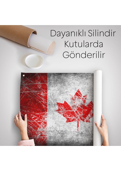 Kanada Bayrağı Rustik Kanvas Duvar Örtüsü Halısı Ev ve Ofis Dekoru 5403