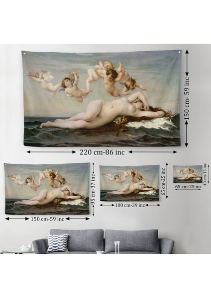 Alexandre Cabanel'in Venüsün Doğuşu Isimli Eseri Kanvas Duvar Örtüsü-Halısı, The Birth Of VENUS-5028